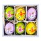 Set of 6 Real Eggshell Bunny and Flowers Pysanky Easter Egg Ornaments 2.5 Inches